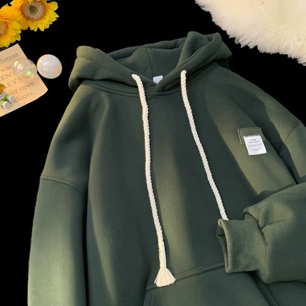 Solid Color Hooded Sweatshirt for Men Casual Hoodie