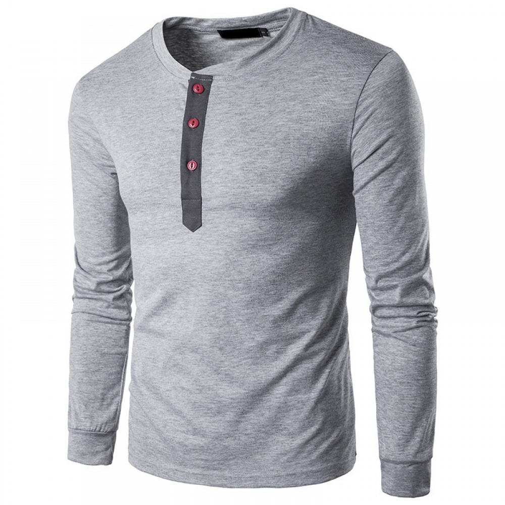 Men's Long-Sleeved Round Neck Collar T-Shirt Casual Bottoming Shirt