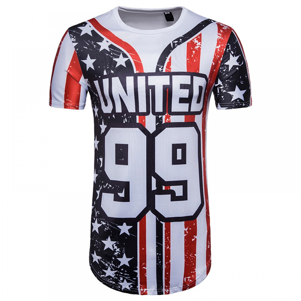 New Men's Alphabet Print Long Sleeve Hip-Hop T-Shirt